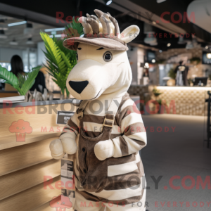 Beige Zebra mascot costume...