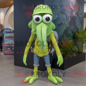 Lime Green Squid mascot...