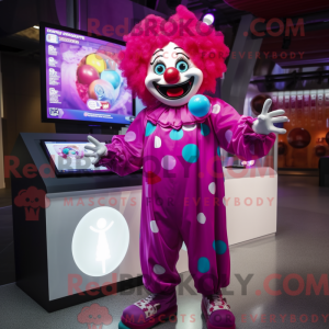 Magenta Clown Maskottchen...