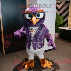 Purple Hawk mascot costume...
