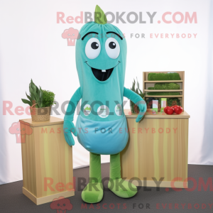 Teal Celery mascot costume...