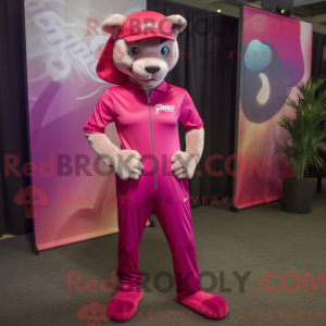 Magenta Puma maskot kostume...