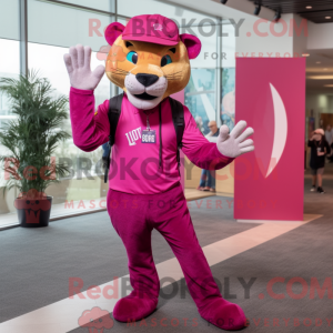 Magenta Puma mascot costume...