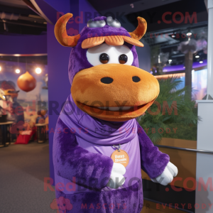 Purple Guernsey Cow mascot...