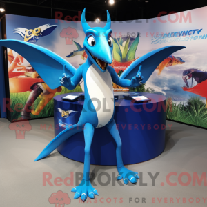 Blå Pterodactyl maskot...