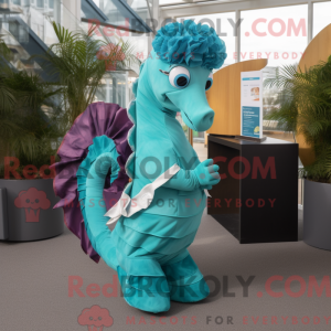 Teal Sea Horse mascot...