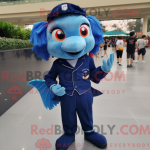Navy Betta Fish mascot...