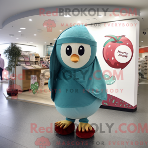 Teal Cherry mascot costume...