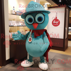 Teal Cherry mascot costume...