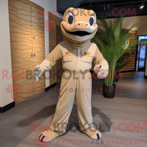 Tan Python-mascottekostuum...