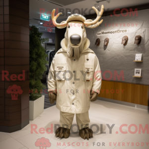 Cream Moose mascot costume...