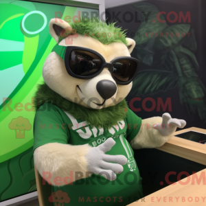 Green Badger mascot costume...