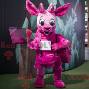 Magenta Deer maskot kostume...
