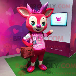 Magenta Deer mascot costume...