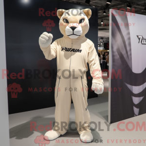Cream Puma mascot costume...