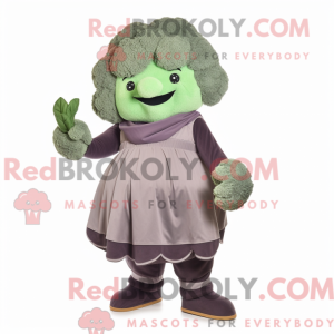 Grå Broccoli maskot kostume...