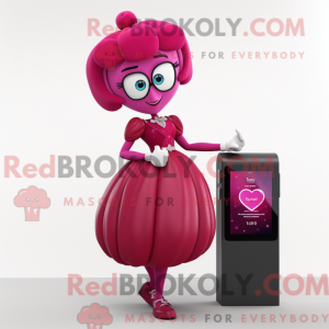 Magenta Heart Maskottchen...