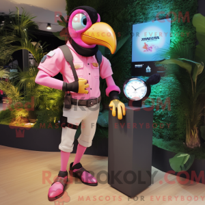 Pink Toucan maskot kostume...