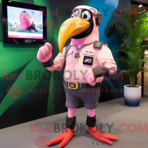 Pink Toucan mascot costume...