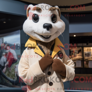 Beige Weasel mascot costume...