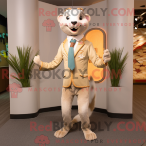 Beige Weasel maskot kostume...
