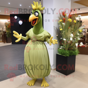 Olive Rooster maskot kostym...