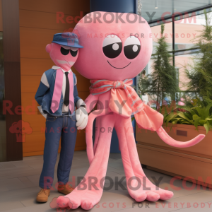 Pink Squid mascottekostuum...