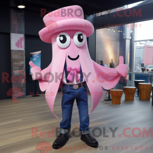Pink Squid mascottekostuum...