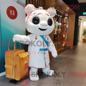 Hvid Dim Sum maskot kostume...