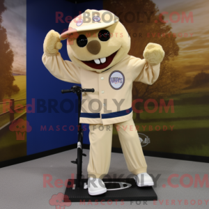 Beige Unicyclist mascot...