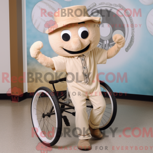 Beige Unicyclist maskot...