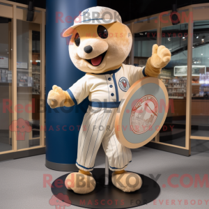 Beige Unicyclist maskot...