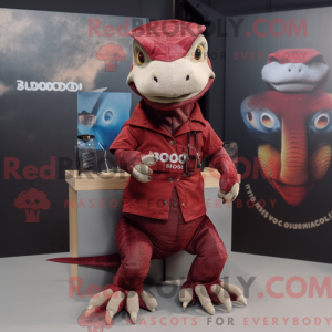 Maroon Komodo Dragon mascot...