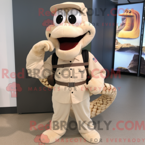 Beige Snake maskot kostume...