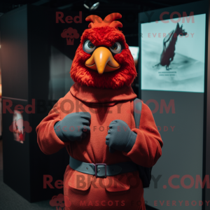 Maroon Rooster mascot...