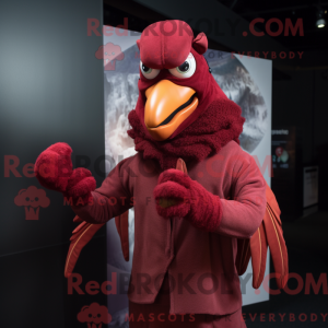 Maroon Rooster mascot...