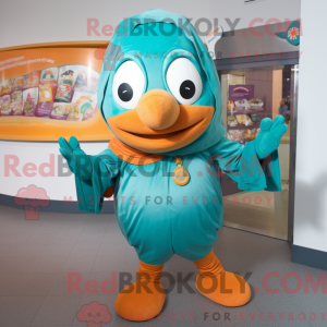 Teal Orange mascot costume...