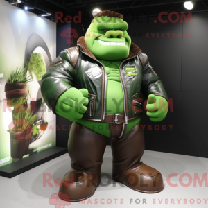 Grøn Strongman maskot...