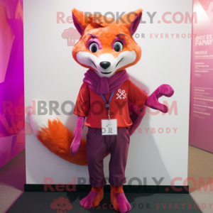 Magenta Fox mascot costume...