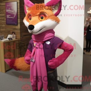Magenta Fox maskot kostume...
