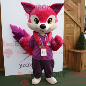 Magenta Fox maskot kostume...