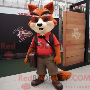 Maroon Fox mascot costume...