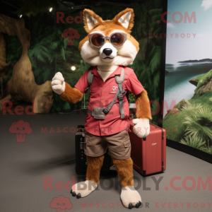 Maroon Fox-maskotdraktfigur...