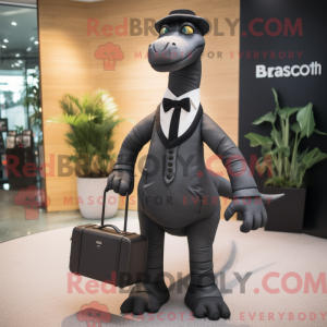 Sort Brachiosaurus maskot...