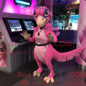 Pink Velociraptor mascot...