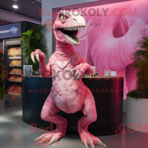 Pink Velociraptor maskot...