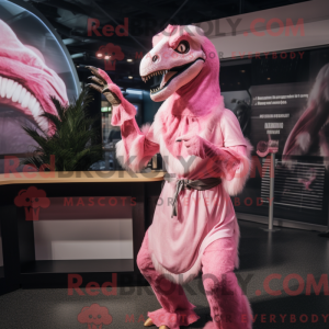 Pink Velociraptor mascot...