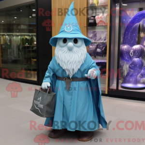 Cyan Wizard maskot kostume...