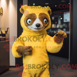 Gul Lemur maskot kostume...