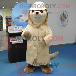 Beige Seal mascot costume...